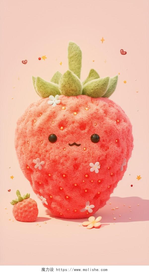 卡通毛绒水果插图-草莓